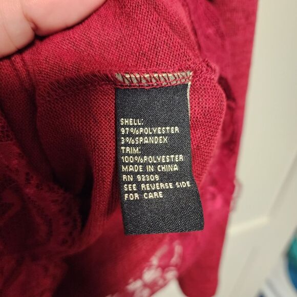 DG2 Diane Gilman Red long sleeved Shirt With Lace Trim Size medium - Picture 3 of 10